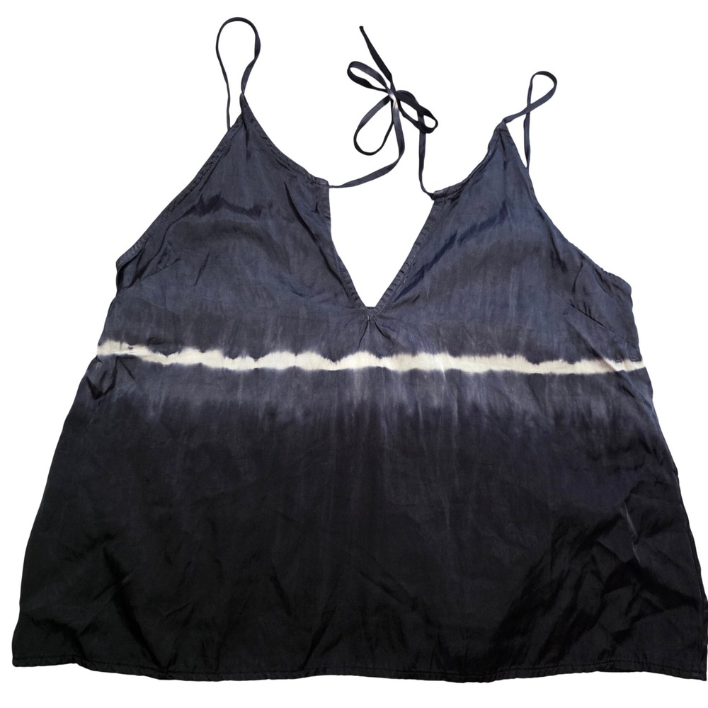 Project Social T Lightning Tie Tank Top Charcoal Black‎ Tie Dye Cami Small NEW